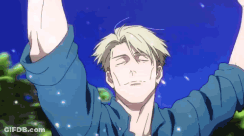 Man With Eyes Closed Arms In Air Under Blue Sky GIF