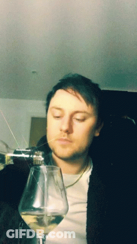 Man With Eyes Closed Holding Wine Glass GIF