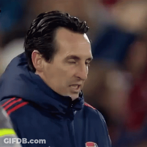 Man With Eyes Closed In Blue Jacket With Red Stripes GIF