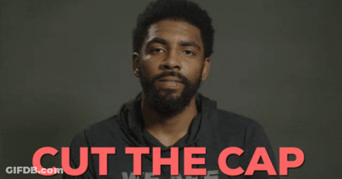 Man With Eyes Closed Saying Cut The Cap In Red GIF