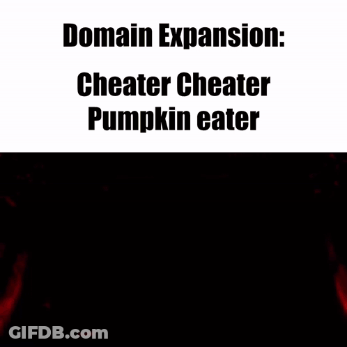 Man With Eyes Closed Saying Domain Expansion Cheater GIF
