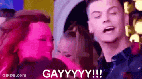 Man With Eyes Closed Saying Gay GIF