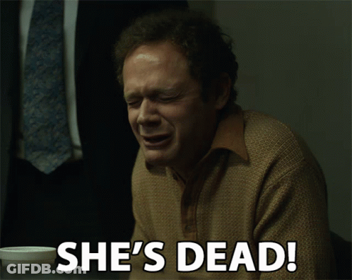 Man With Eyes Closed Saying She's Dead GIF