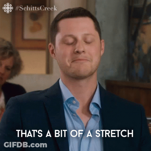 Man With Eyes Closed Saying That's A Bit Of A Stretch GIF
