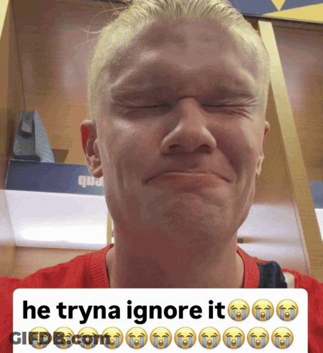 Man With Eyes Closed Sign Saying He Tryna Ignore It GIF