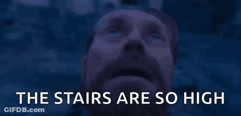 Man With Eyes Closed The Stairs Are So High GIF