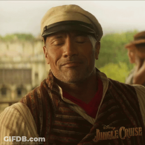 Man With Eyes Closed Wearing Jungle Cruise Hat And Vest GIF