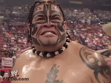 Man With Face Tattoo, Necklace, Wrestling Shirt GIF