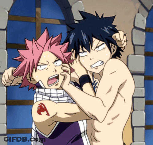 Man With Fairy Tail Tattoo Holding Another Man GIF