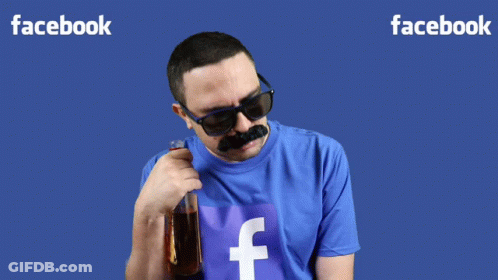 Man With Fake Mustache And Sunglasses Says Like In Front Of Facebook Logo GIF