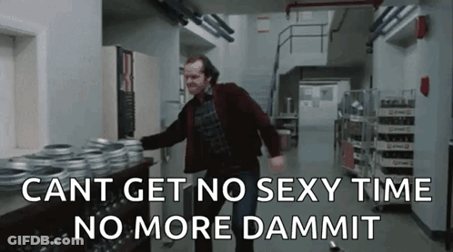 Man With Film Rolls Says No Sexy Time GIF