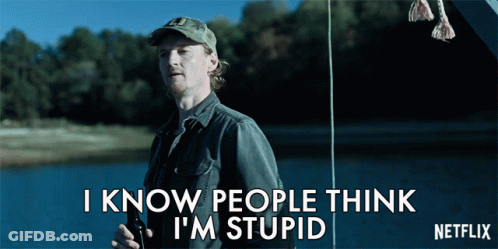 Man With Fishing Rod Says I Know People Think I'm Stupid GIF