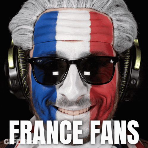 Man With Flag On Face Saying France Fans GIF