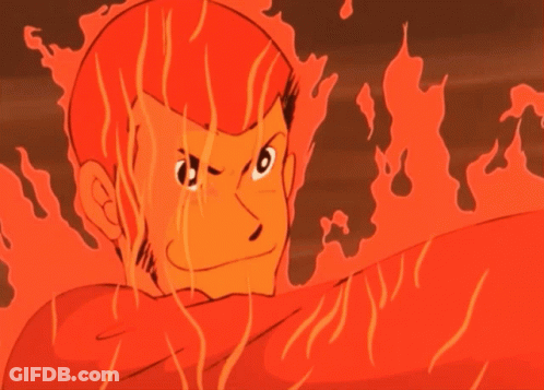 Man With Flames Around Face GIF