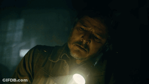 Man With Flashlight In Dark GIF