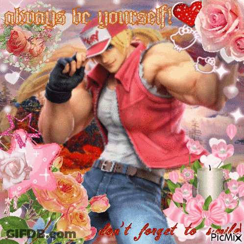Man With Flowers Always Be Yourself GIF