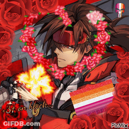 Man With Flowers And +37 GIF