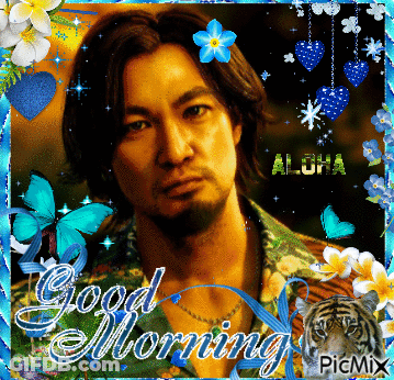 Man With Flowers And Butterflies Says Good Morning GIF