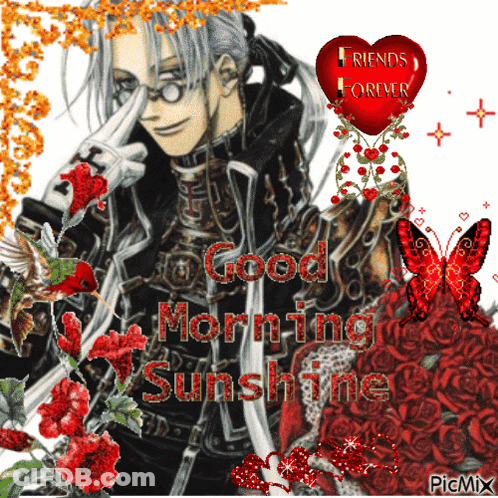 Man With Flowers And Friends Forever Heart GIF
