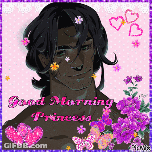 Man With Flowers In Hair Good Morning Princess GIF