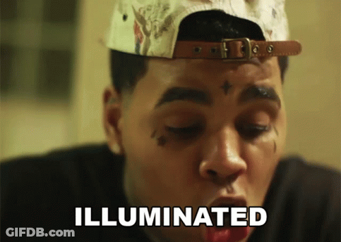 Man With Forehead Tattoo Making Funny Face Illuminated GIF