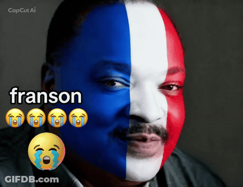 Man With French Flag Face Paint Named Franson GIF