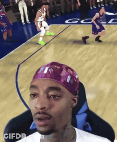 Man With G Headband Watching Basketball GIF