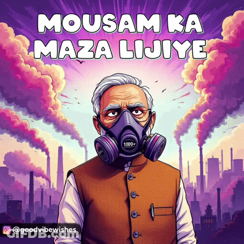 Man With Gas Mask Mousam Ka Maza Lijiye GIF