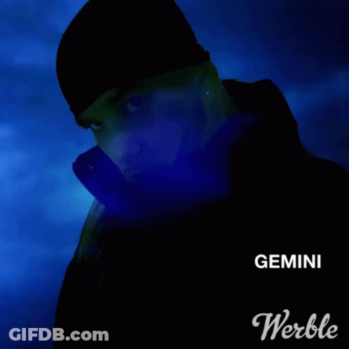 Man With Gemini Text GIF