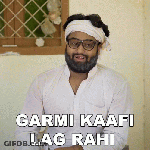 Man With Glasses And Bandana Saying Garmi Kaafi Lag Rahi GIF
