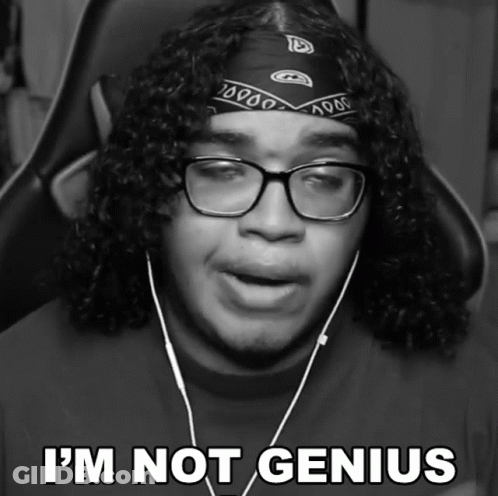 Man With Glasses And Bandana Says I'm Not Genius GIF