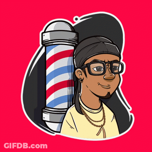 Man With Glasses And Barber Pole GIF