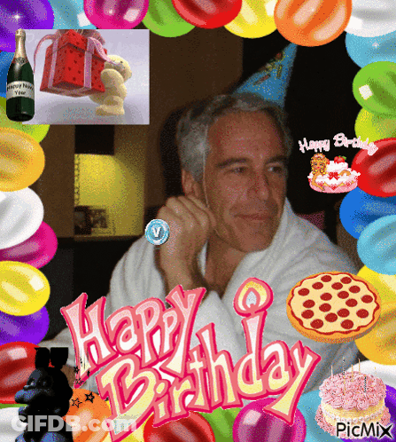 Man With Glasses And Beard Balloons Confetti Happy Birthday GIF