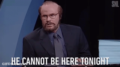 Man With Glasses And Beard Cannot Be Here Tonight SNL GIF