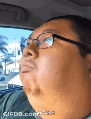 Man With Glasses And Beard Driving Car GIF