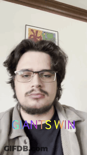 Man With Glasses And Beard Giants Win GIF