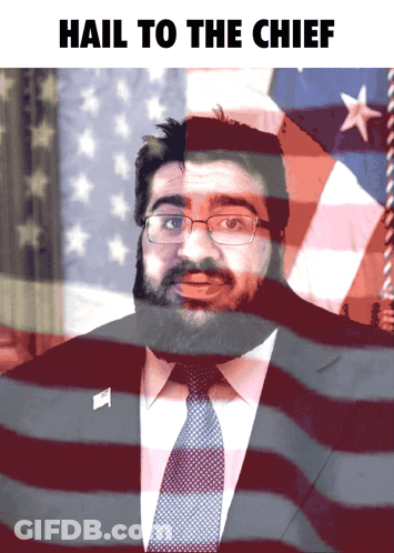 Man With Glasses And Beard Hail To The Chief GIF