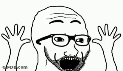 Man With Glasses And Beard Hands Up Mouth Open GIF