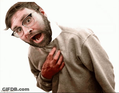 Man With Glasses And Beard Holding Chest GIF