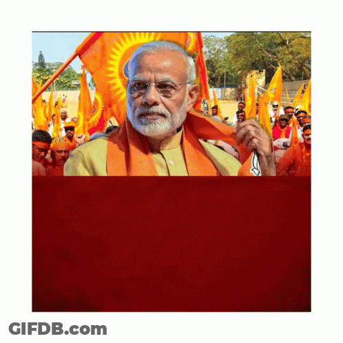 Man With Glasses And Beard Holding Orange Flag GIF