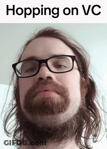 Man With Glasses And Beard Hopping On VC GIF