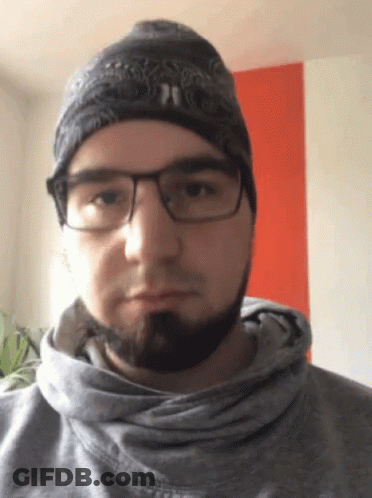 Man With Glasses And Beard In Beanie And Hoodie GIF