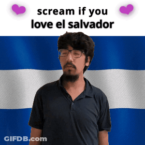 Man With Glasses And Beard In Front Of Flag Saying Scream If You Love El Salvador GIF
