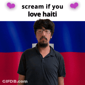 Man With Glasses And Beard In Front Of Haiti Flag GIF