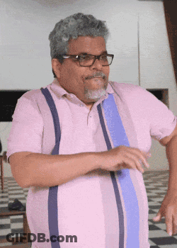 Man With Glasses And Beard In Pink Striped Shirt GIF