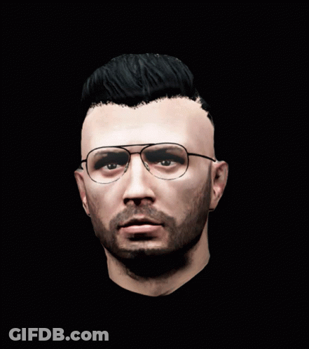 Man With Glasses And Beard Looking At Camera On Black Background GIF