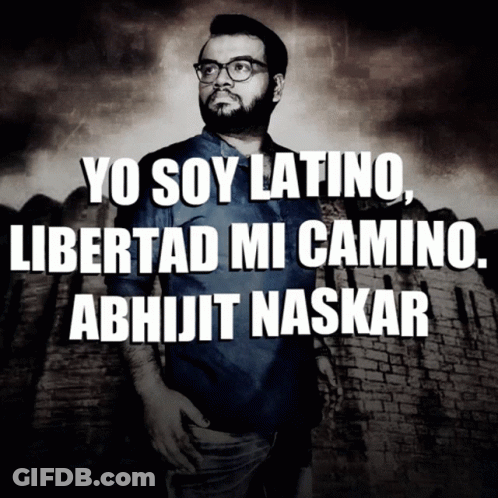 Man With Glasses And Beard On Latin No Illegal Abhijit Naskar Poster GIF