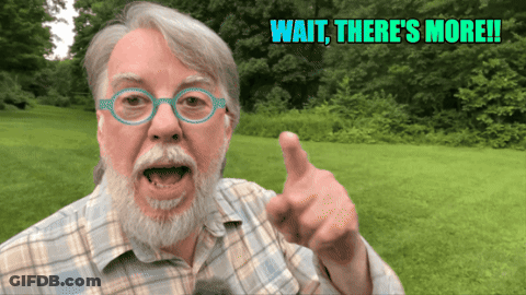 Man With Glasses And Beard Pointing Saying Wait There's More GIF