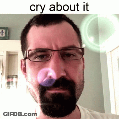 Man With Glasses And Beard Saying Cry About It GIF