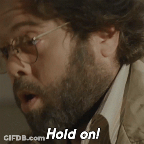 Man With Glasses And Beard Saying Hold On GIF